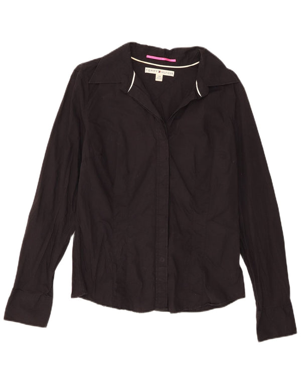 Tommy Hilfiger Womens Shirt UK 14 Large Black Cotton