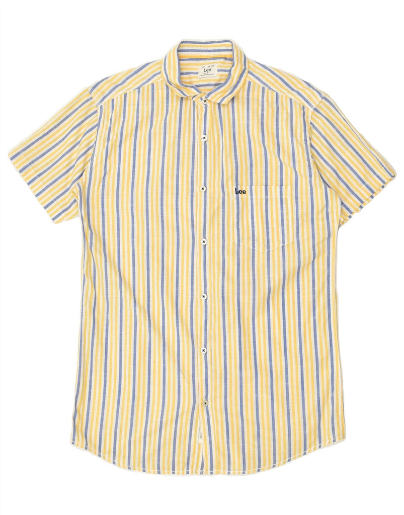 LEE Mens Short Sleeve Shirt Medium Yellow Striped | Vintage Lee | Thrift | Second-Hand Lee | Used Clothing | Messina Hembry 