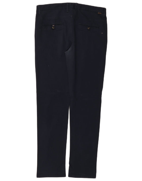 Zara Mens Slim Chino Trousers EU 42 Large W32 L30 Navy Blue Cotton