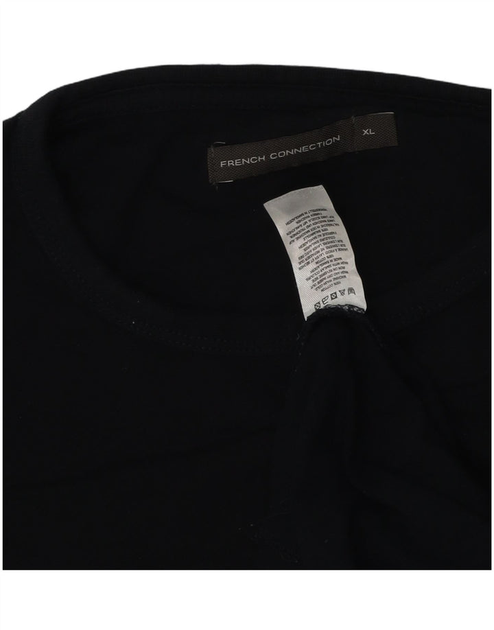 French Connection Mens Top Long Sleeve XL Navy Blue Cotton
