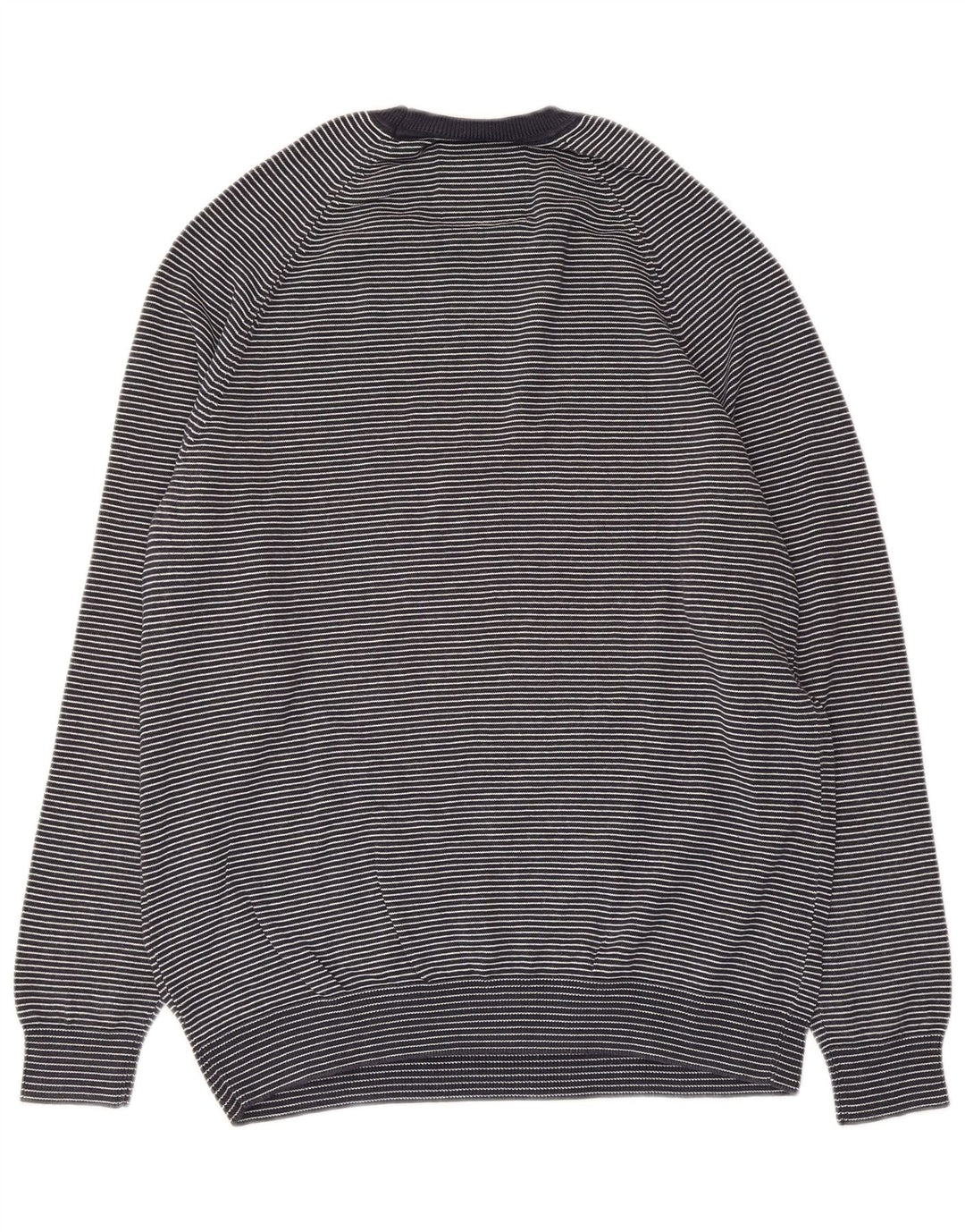 Superdry Mens Crew Neck Jumper Sweater Large Navy Blue Striped Cotton