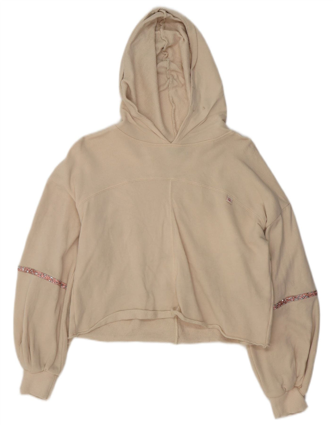 Benetton Girls Hoodie Jumper 11-12 Years 2XL  Off White Cotton