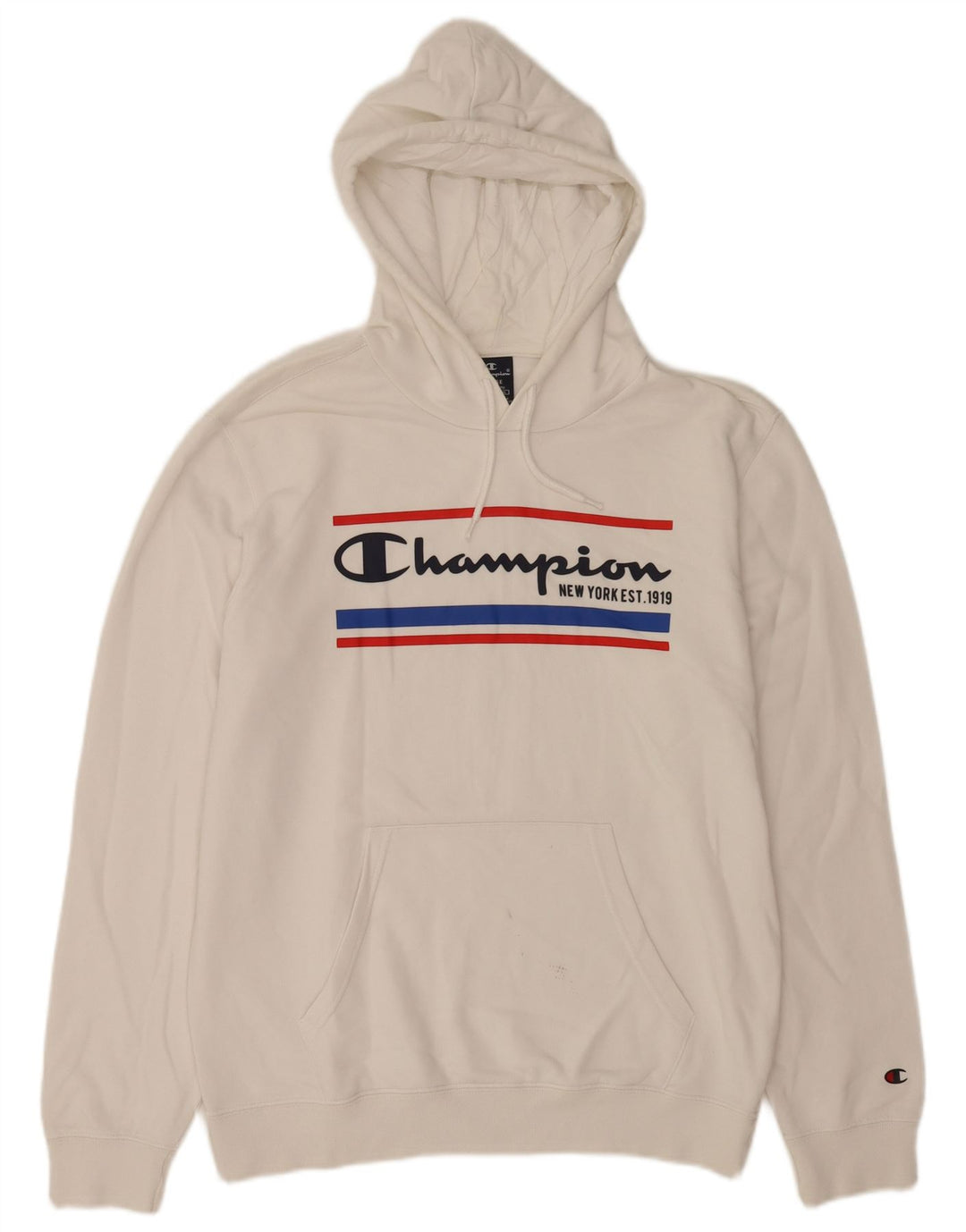 Champion Mens Graphic Hoodie Jumper Large White