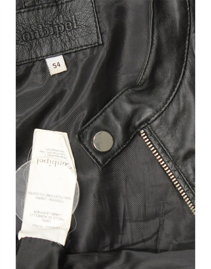 Conbipel Mens Leather Biker Jacket IT 54 XL Black Leather