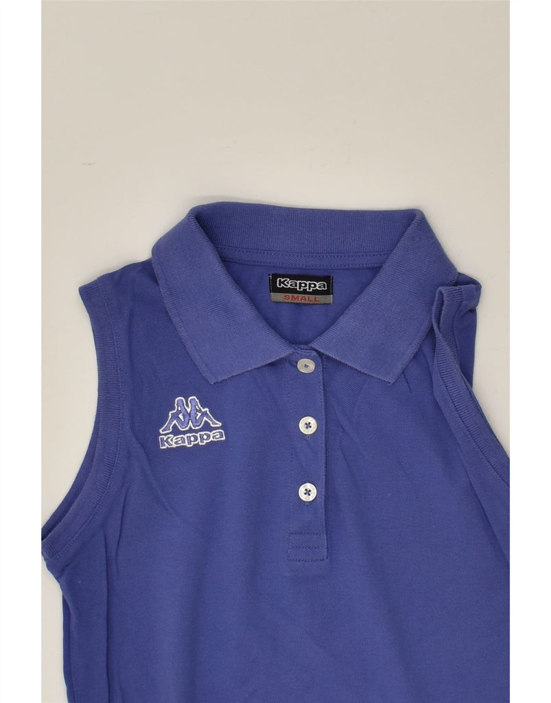 KAPPA Womens Sleeveless Polo Shirt UK 10 Small Blue Cotton | Vintage Kappa | Thrift | Second-Hand Kappa | Used Clothing | Messina Hembry 