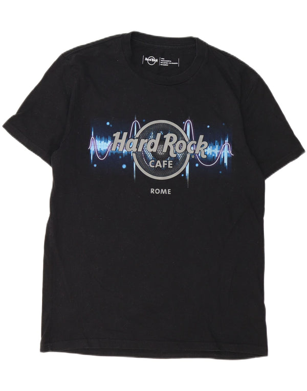 Hard Rock Cafe Mens Rome Graphic T-Shirt Top Large Black Cotton