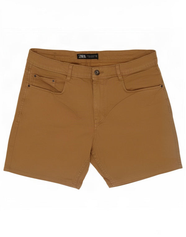 Zara Mens Denim Shorts EU 42 Large W32 Beige Cotton