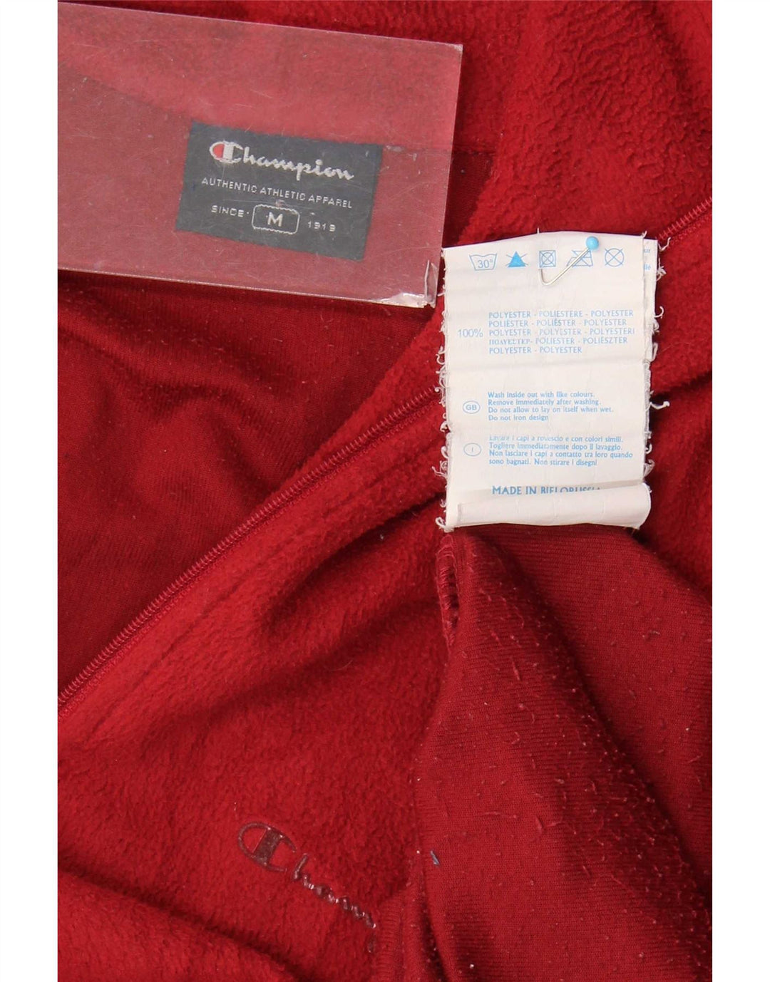 Champion Mens Zip Neck Fleece Jumper Medium Red Polyester