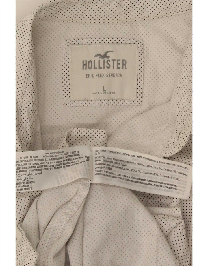Hollister Mens Shirt Large White Spotted Cotton