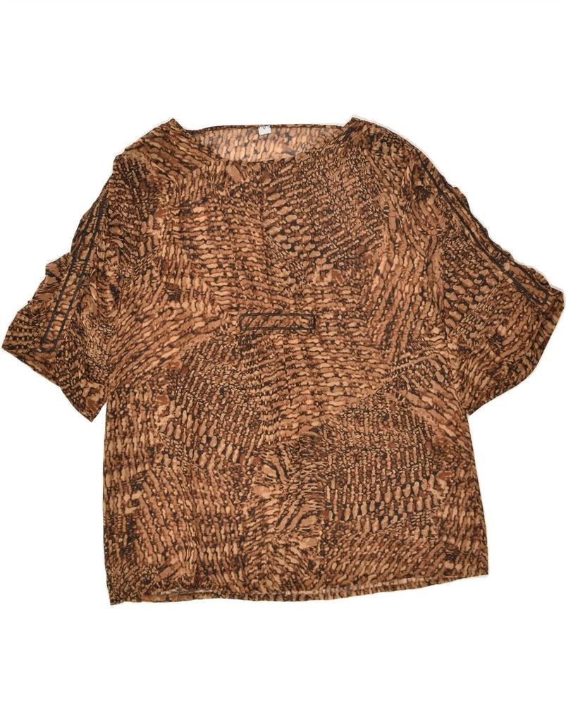 VINTAGE Womens See Through Blouse Top UK 16 Large Brown Animal Print | Vintage Vintage | Thrift | Second-Hand Vintage | Used Clothing | Messina Hembry 