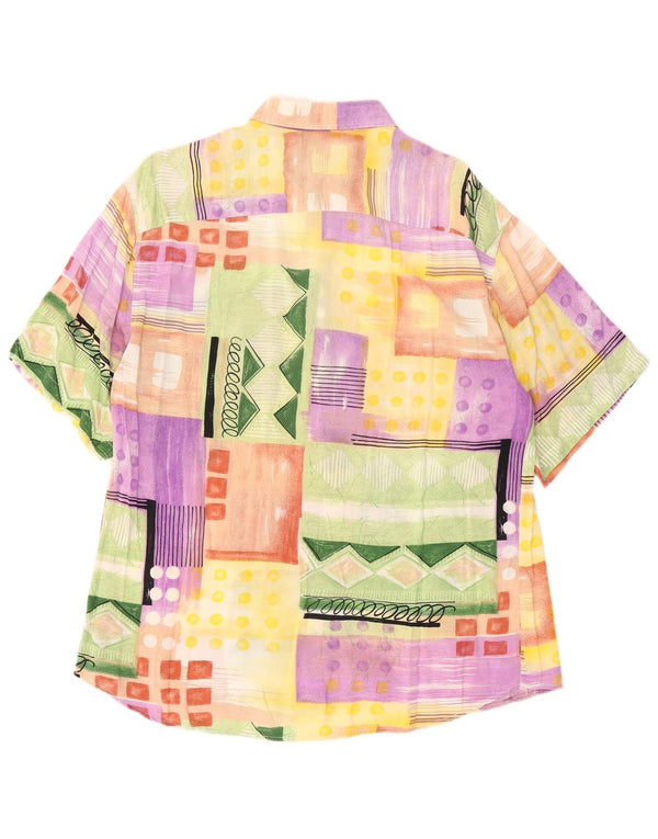 VINTAGE Mens Short Sleeve Shirt Medium Multicoloured Patchwork