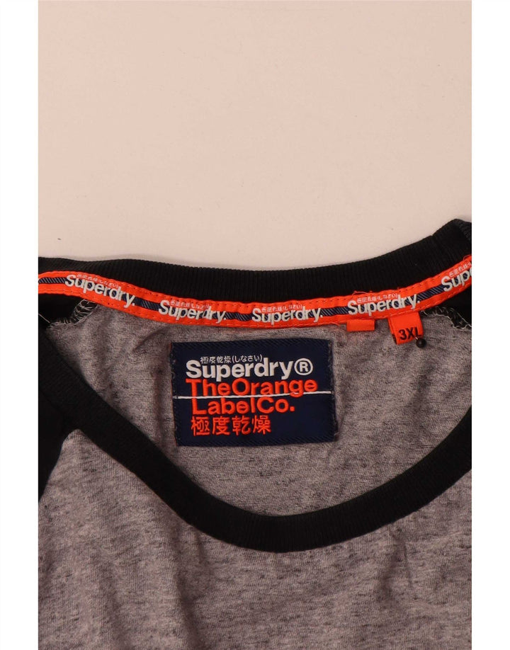 Superdry Mens Top Long Sleeve 3XL Grey Colourblock Cotton
