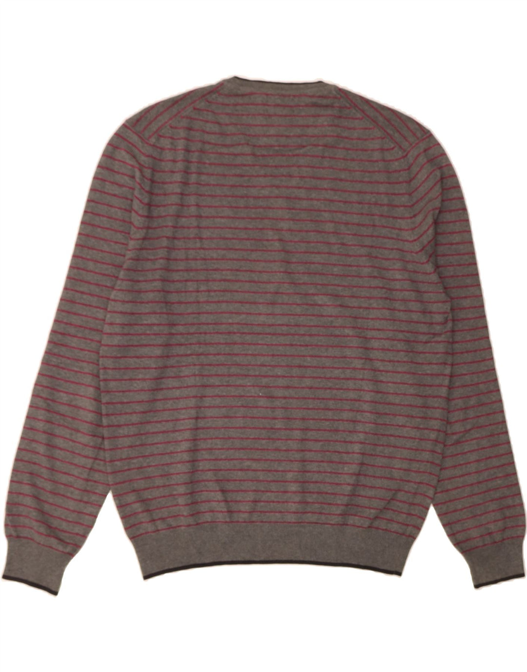 MASSIMO DUTTI Mens V-Neck Jumper Sweater XL Grey Pinstripe Cotton Vintage Massimo Dutti and Second-Hand Massimo Dutti from Messina Hembry 