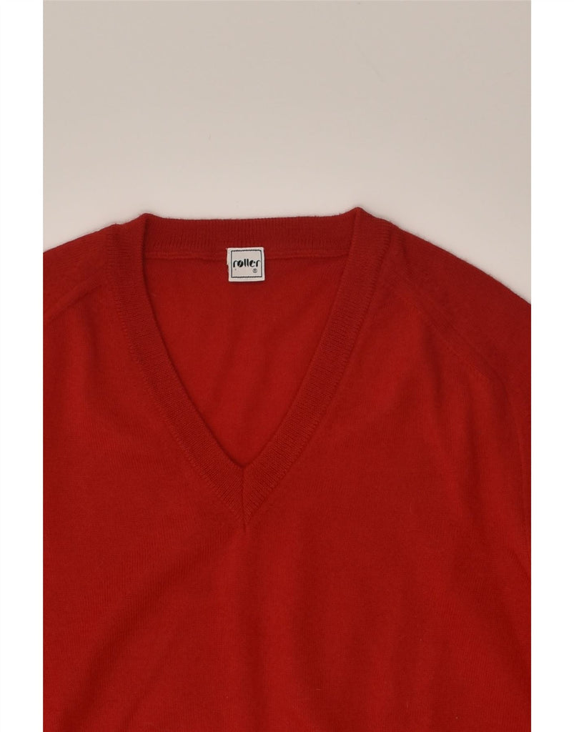 VINTAGE Mens V-Neck Jumper Sweater IT 48 Medium Red Wool | Vintage Vintage | Thrift | Second-Hand Vintage | Used Clothing | Messina Hembry 