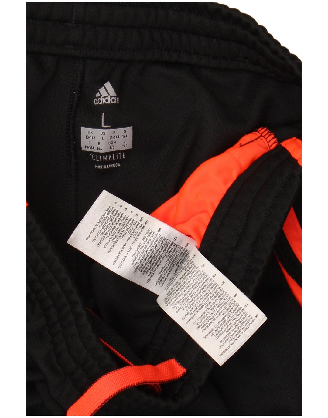 ADIDAS Boys Climalite Tracksuit Trousers 13-14 Years Large Black Polyester