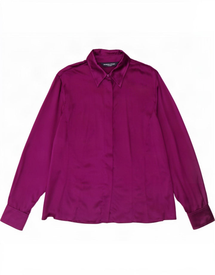 Marina Rinaldi Womens Shirt Blouse Size 21 Medium Maroon Silk