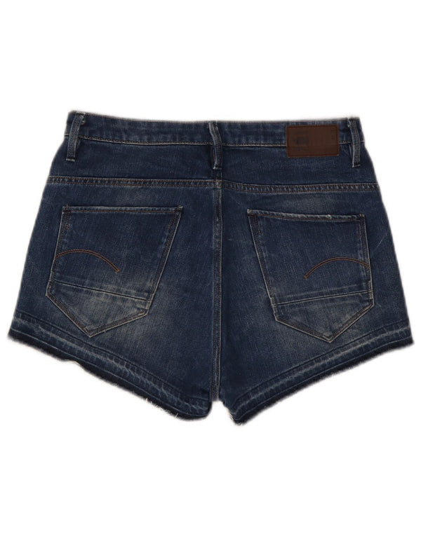 G-Star Womens High Waist Denim Shorts W27 Small Blue Cotton