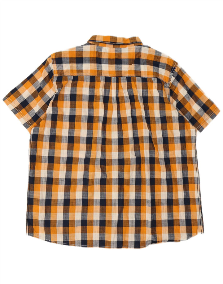 Weird Fish Mens Short Sleeve Shirt 2XL Orange Gingham Cotton