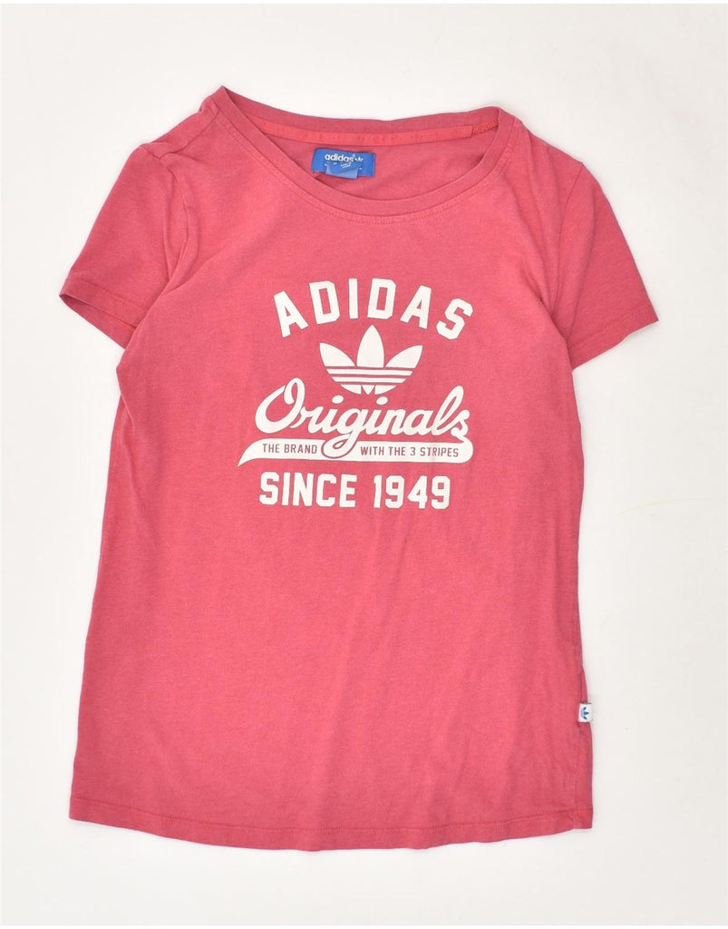 ADIDAS Womens Graphic T-Shirt Top UK 10 Small  Pink Cotton | Vintage Adidas | Thrift | Second-Hand Adidas | Used Clothing | Messina Hembry 