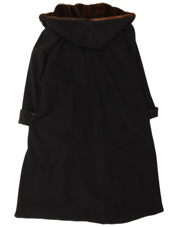 Michele Boyard Womens Hooded Oversized Overcoat UK 12 Medium Black Wool
