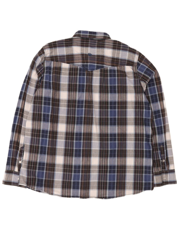FAT FACE Mens Shirt 2XL Blue Check Cotton