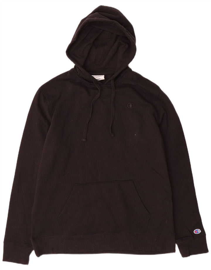 CHAMPION Mens Hoodie Jumper Large Black Cotton