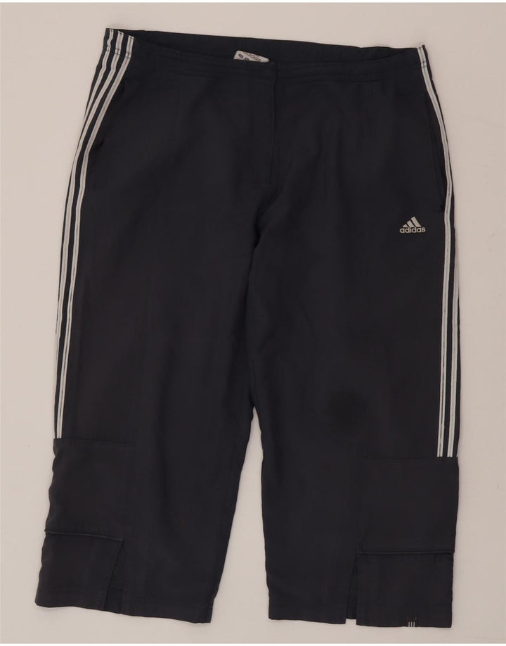 Adidas Womens Straight Capri Trousers UK 16 Large Navy Blue Polyester