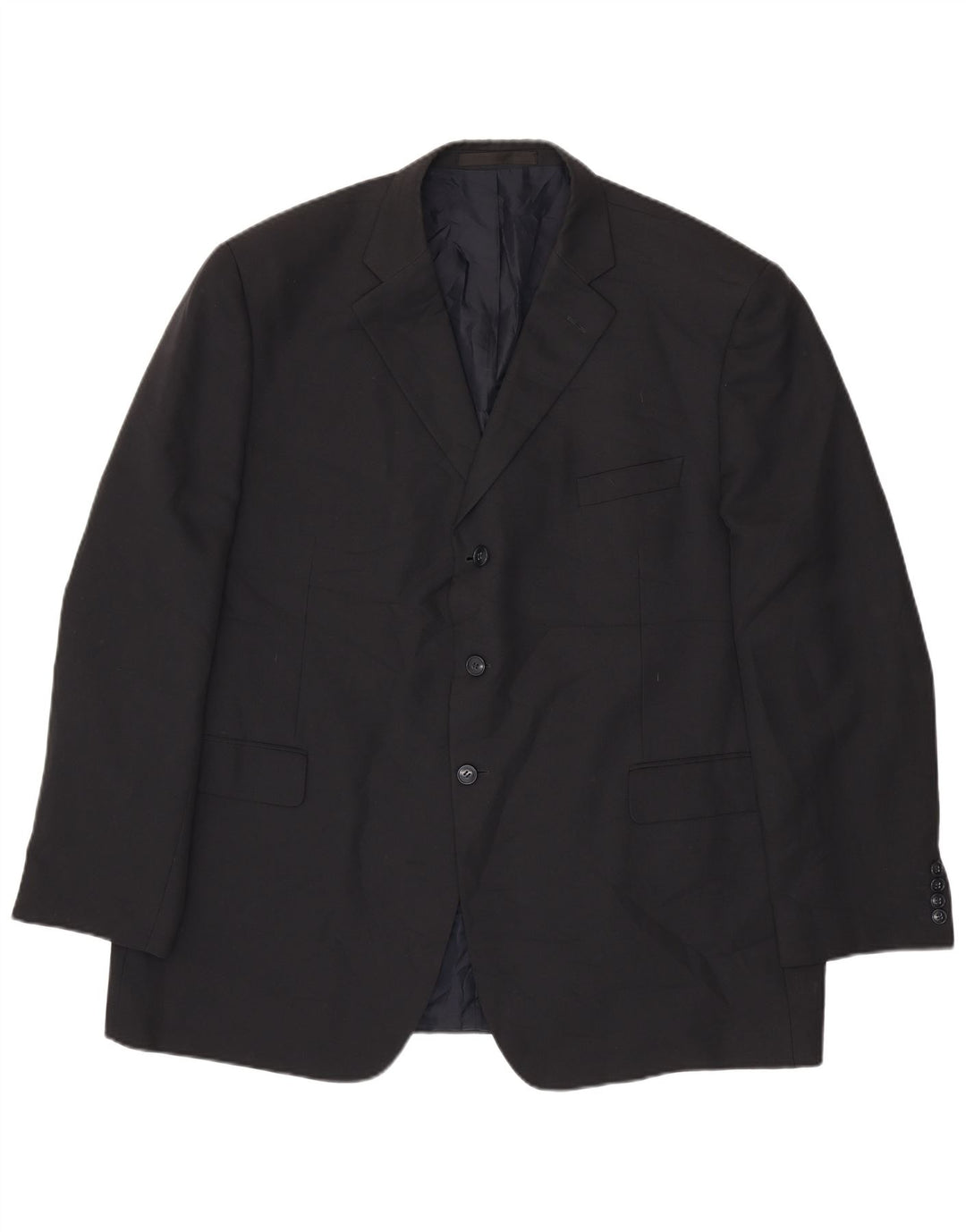 Marks & Spencer Mens 3 Button Blazer Jacket UK 48 2XL Navy Blue Polyester