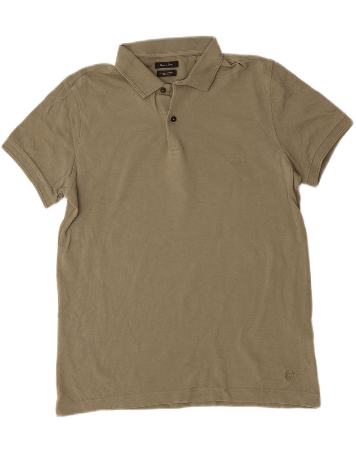 Massimo Dutti Mens Polo Shirt Medium Khaki Cotton