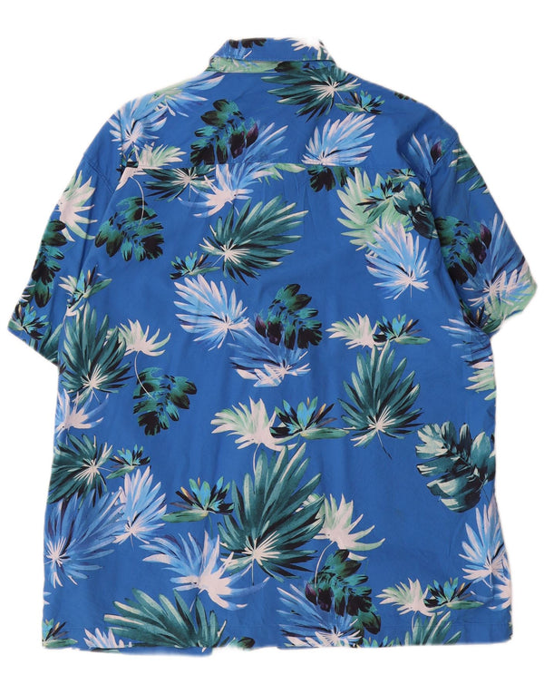 Superdry Mens Short Sleeve Shirt XL Blue Floral Cotton Hawaiian