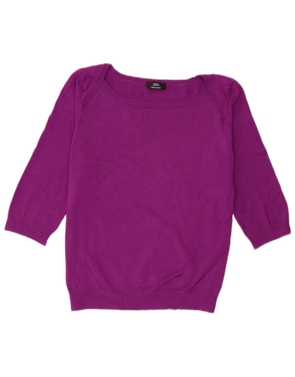 Marks & Spencer Womens 3/4 Sleeve Boat Neck Jumper Sweater UK 18 XL Purple