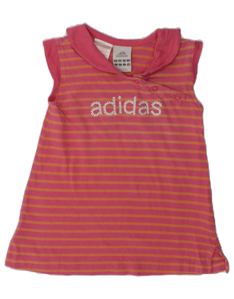 ADIDAS Baby Girls Graphic Polo Dress 12-18 Months Pink Striped | Vintage Adidas | Thrift | Second-Hand Adidas | Used Clothing | Messina Hembry 