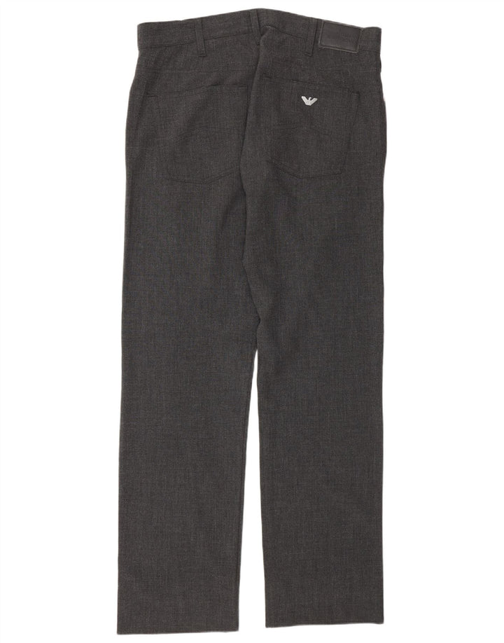 Armani Mens Straight Casual Trousers W36 L32 Grey Polyester