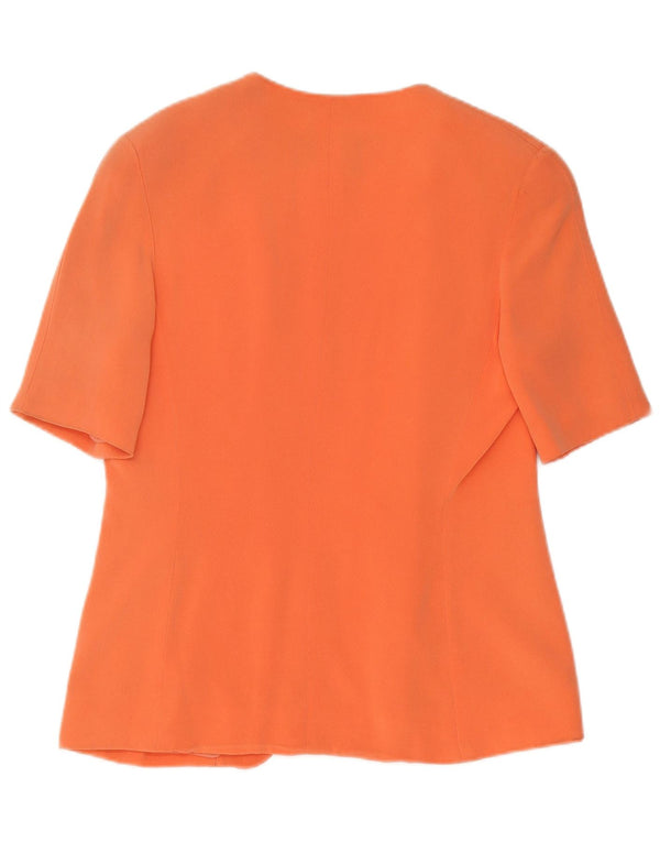 Genny Womens Short Sleeve Cardigan Top US 10 Large Orange Acetate