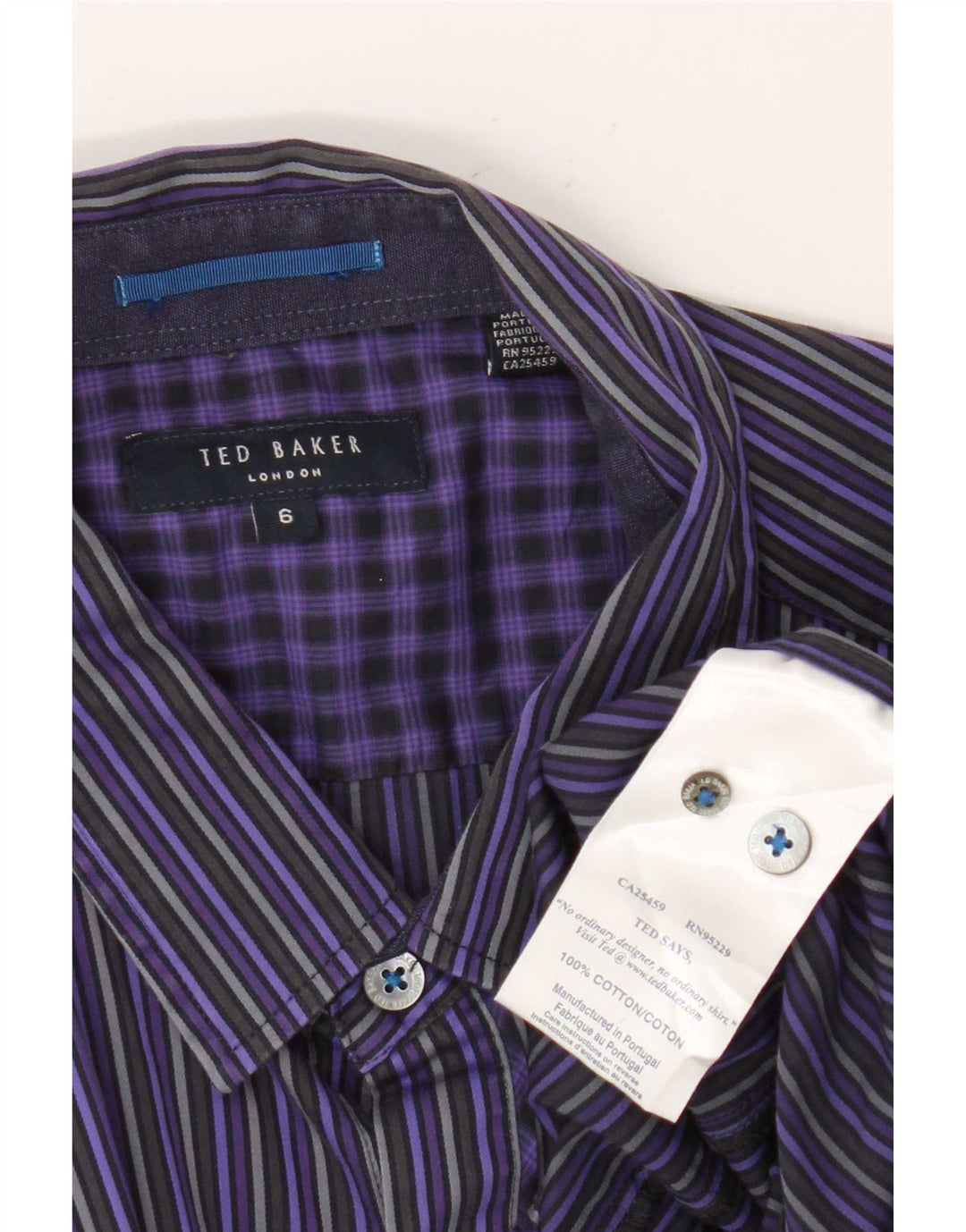 Ted Baker Mens Shirt Size 6 2XL Purple Striped Cotton