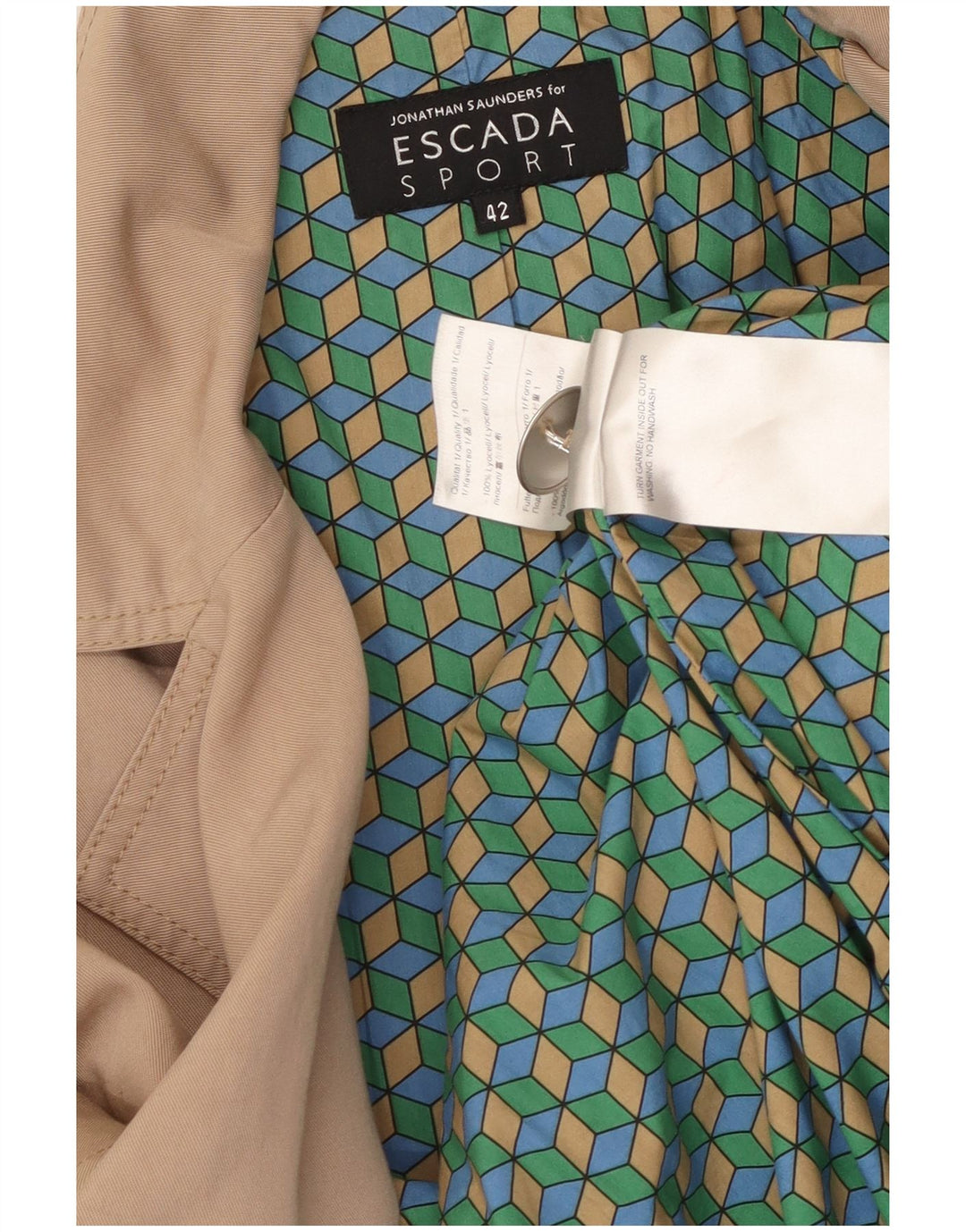 ESCADA Womens Trench Coat EU 42 Large Beige Lyocell