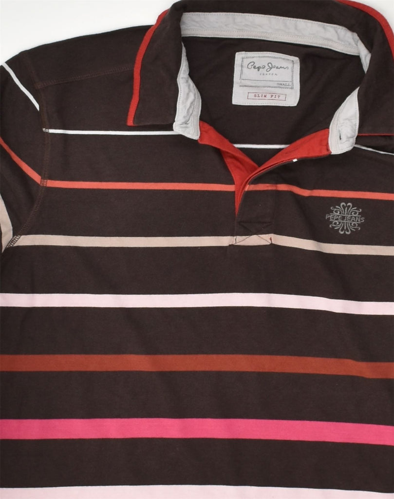 PEPE JEANS Mens Slim Fit Polo Shirt Small Multicoloured Striped Cotton | Vintage PEPE Jeans | Thrift | Second-Hand PEPE Jeans | Used Clothing | Messina Hembry 