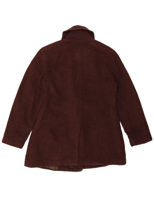 LONDON FOG Womens Pea Coat UK 14 Medium Brown Wool