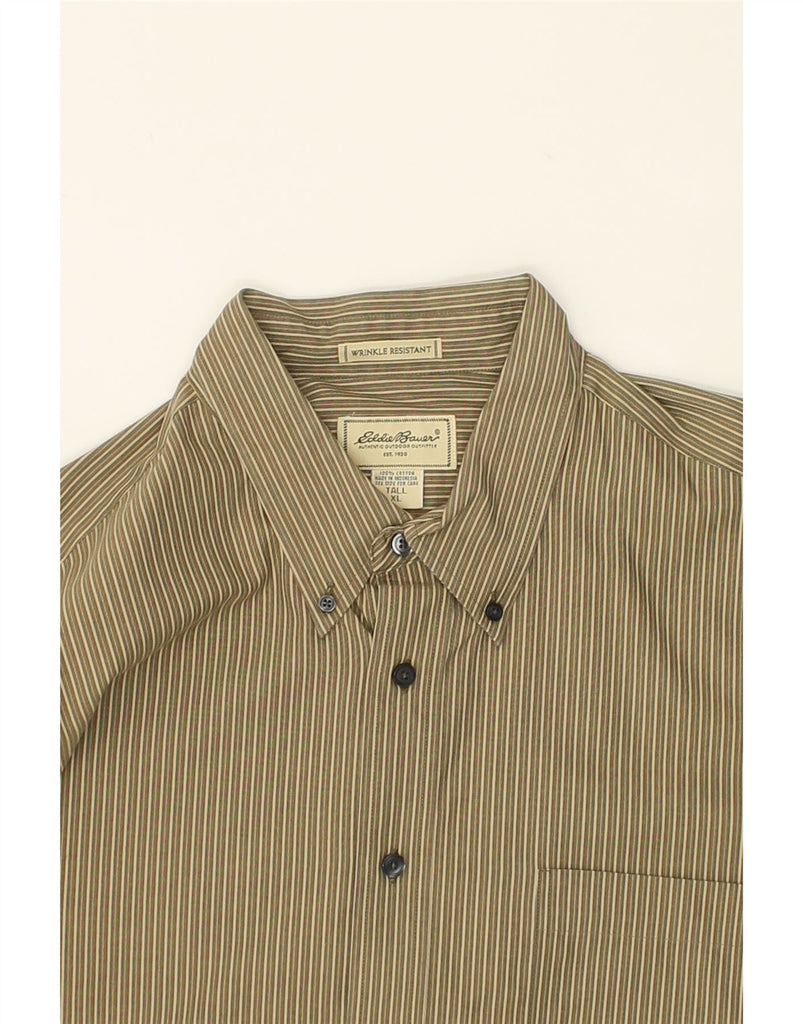 EDDIE BAUER Mens Tall Shirt XL Brown Striped Cotton | Vintage Eddie Bauer | Thrift | Second-Hand Eddie Bauer | Used Clothing | Messina Hembry 