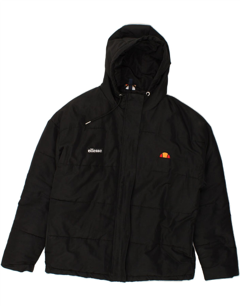 ELLESSE Womens Hooded Padded Jacket UK 10 Small Black Polyester Vintage Ellesse and Second-Hand Ellesse from Messina Hembry 