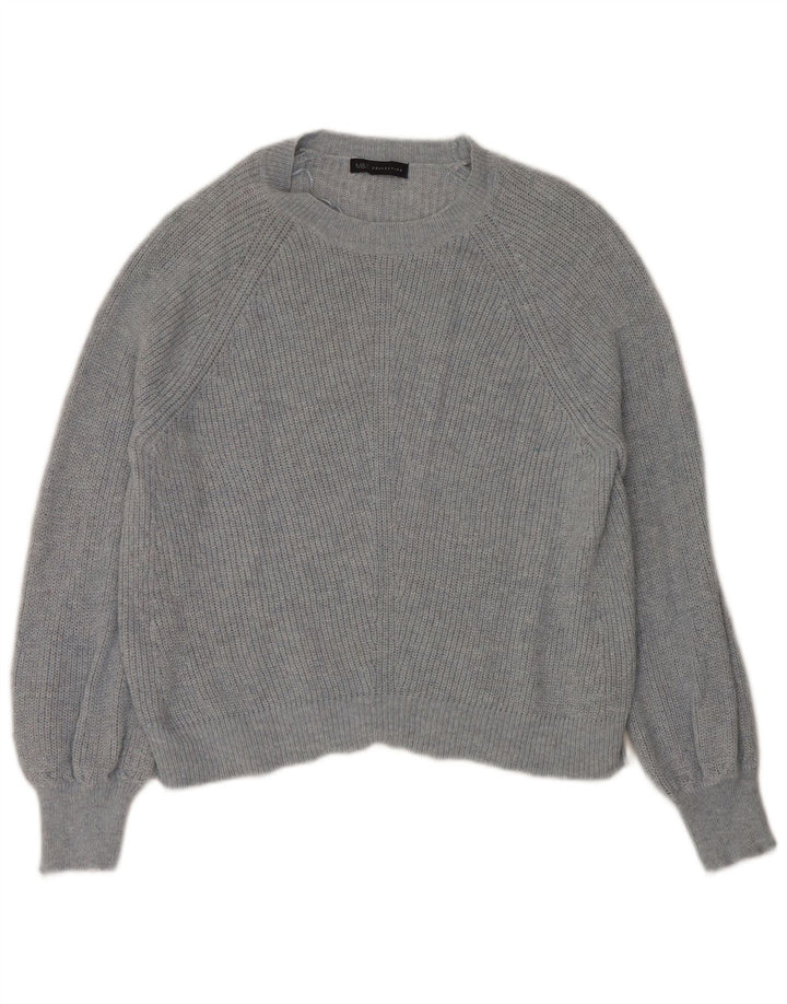 Marks & Spencer Womens Boat Neck Jumper Sweater UK 16 Large Blue Polyamide