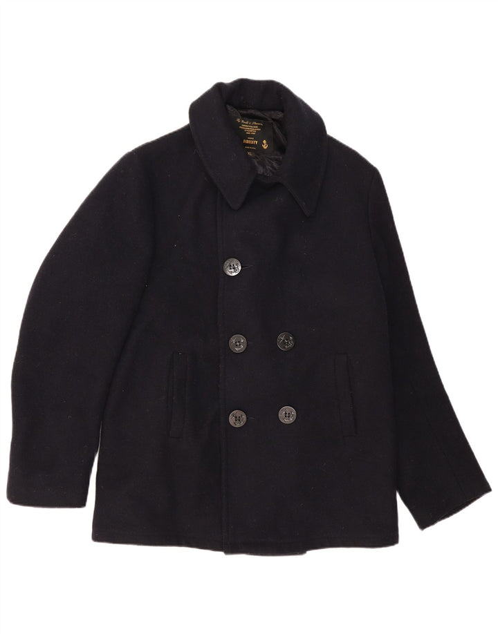 Fidelity Mens Gerald & Stewart Pea Coat UK 42 XL Navy Blue Wool