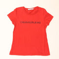 Calvin Klein Jeans Womens Graphic T-Shirt Top UK 12 Medium Red