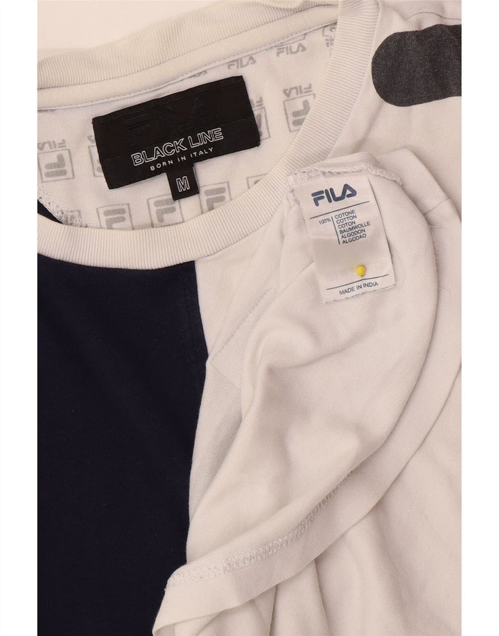 Fila Mens Graphic T-Shirt Top Medium White Colourblock Cotton