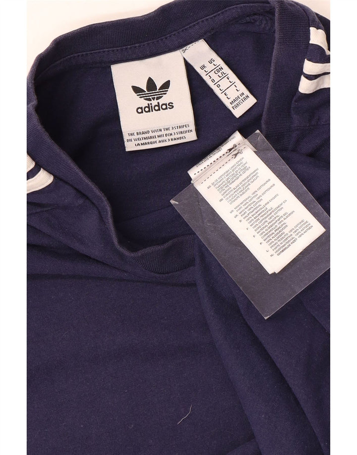 Adidas Mens T-Shirt Top Large Navy Blue Cotton