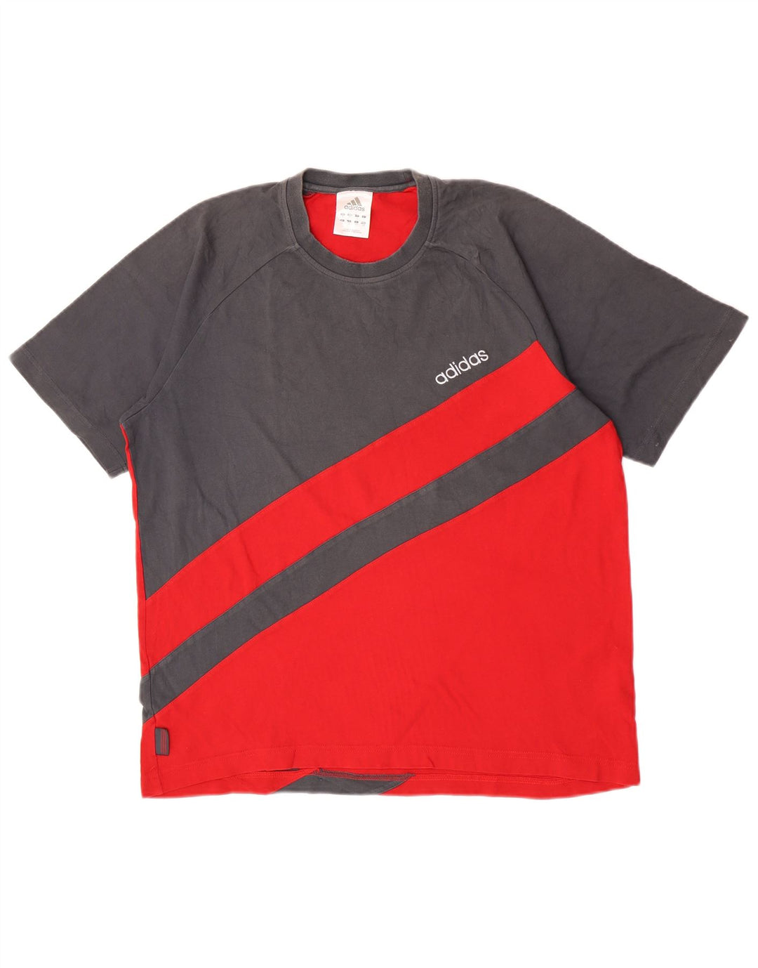 Adidas Mens T-Shirt Top Large Grey Colourblock Cotton