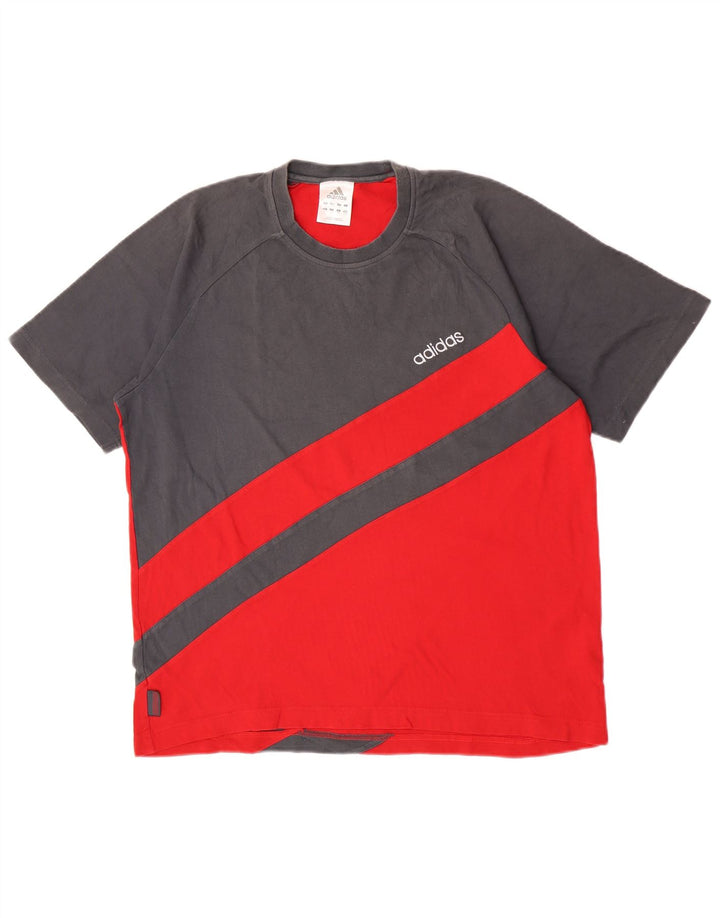 Adidas Mens T-Shirt Top Large Grey Colourblock Cotton