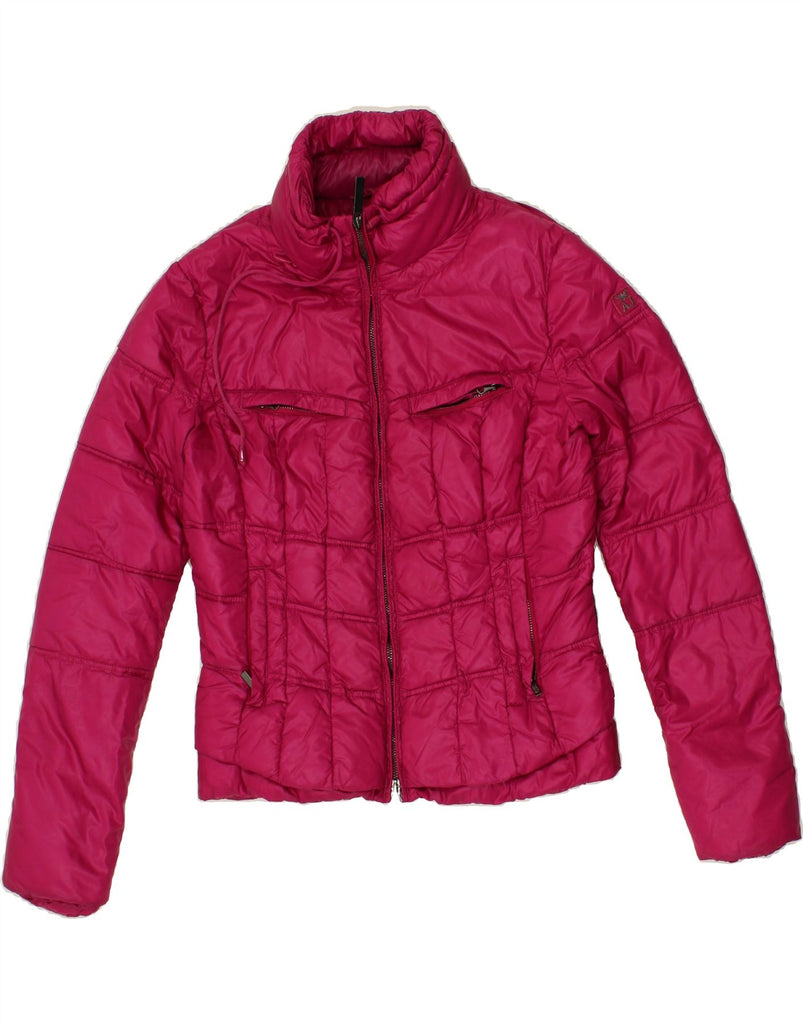 ARMANI JEANS Womens Crop Padded Jacket US 8 Medium Pink Polyamide Vintage Armani Jeans and Second-Hand Armani Jeans from Messina Hembry 