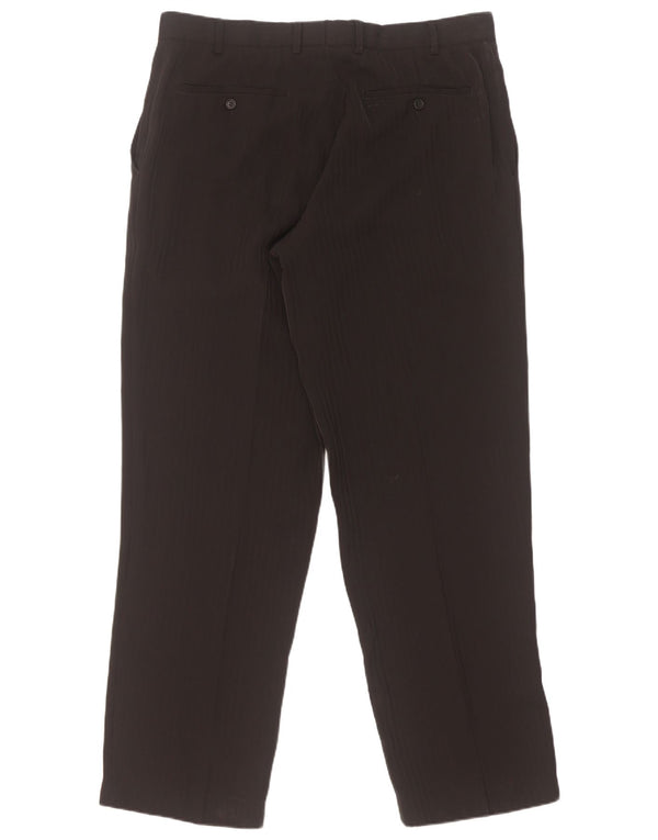 Angelo Litrico Mens Straight Suit Trousers IT 52 XL W38 L32 Black Pinstripe