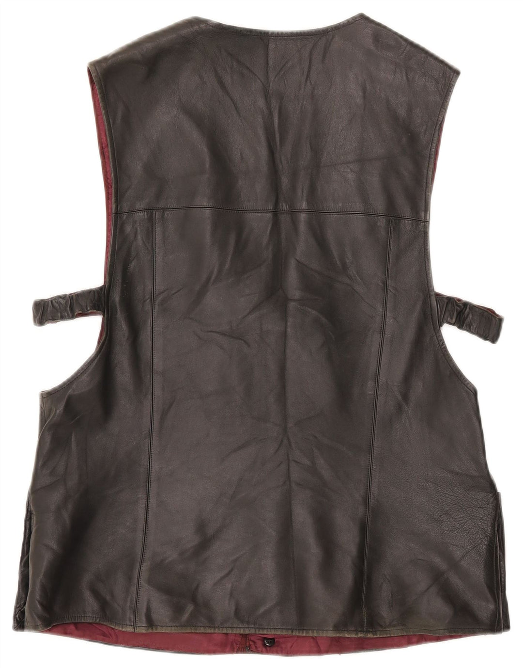 Vintage Mens Leather Waistcoat Medium Black